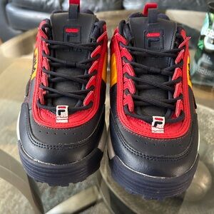 Fila Kids' Black and Red Sneakers